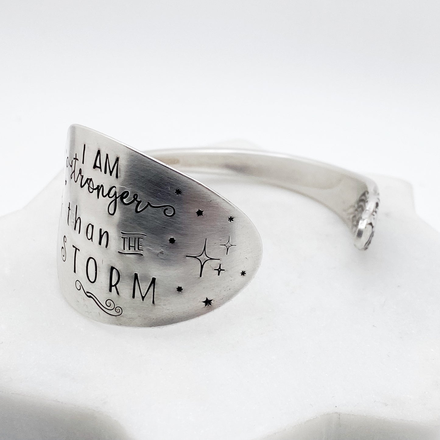 I am Stronger than the Storm, Cuff Bracelet, Evening Star 1950, Vintage Spoon Jewelry Bracelets callistafaye   