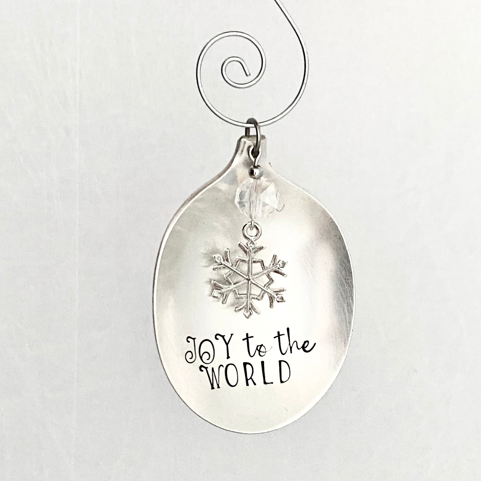 Joy to the World, Spoon Bowl Ornament, Hand Stamped Vintage Spoon Ornament, Snowflake Ornament Ornaments callistafaye   