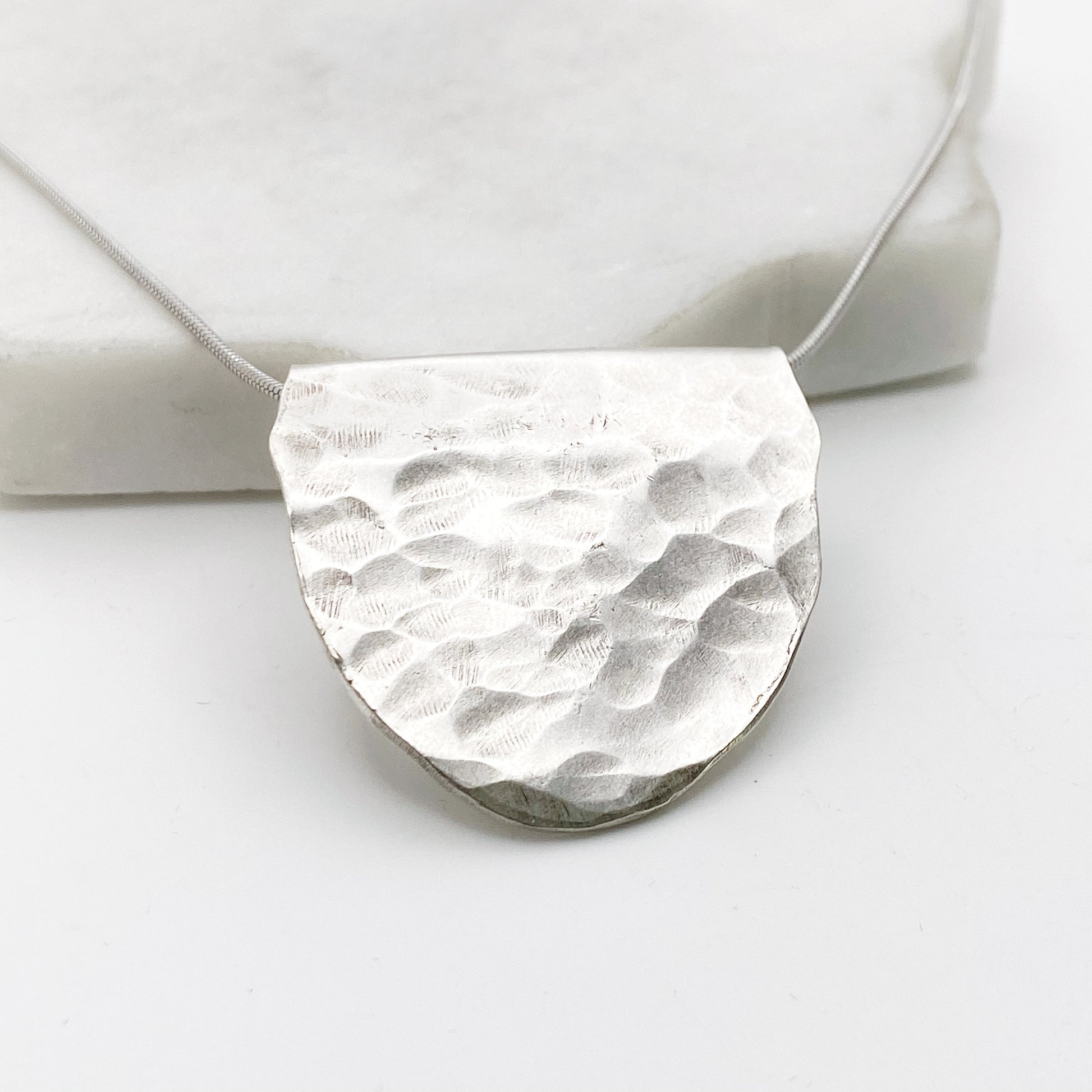 Hammered half moon necklace store