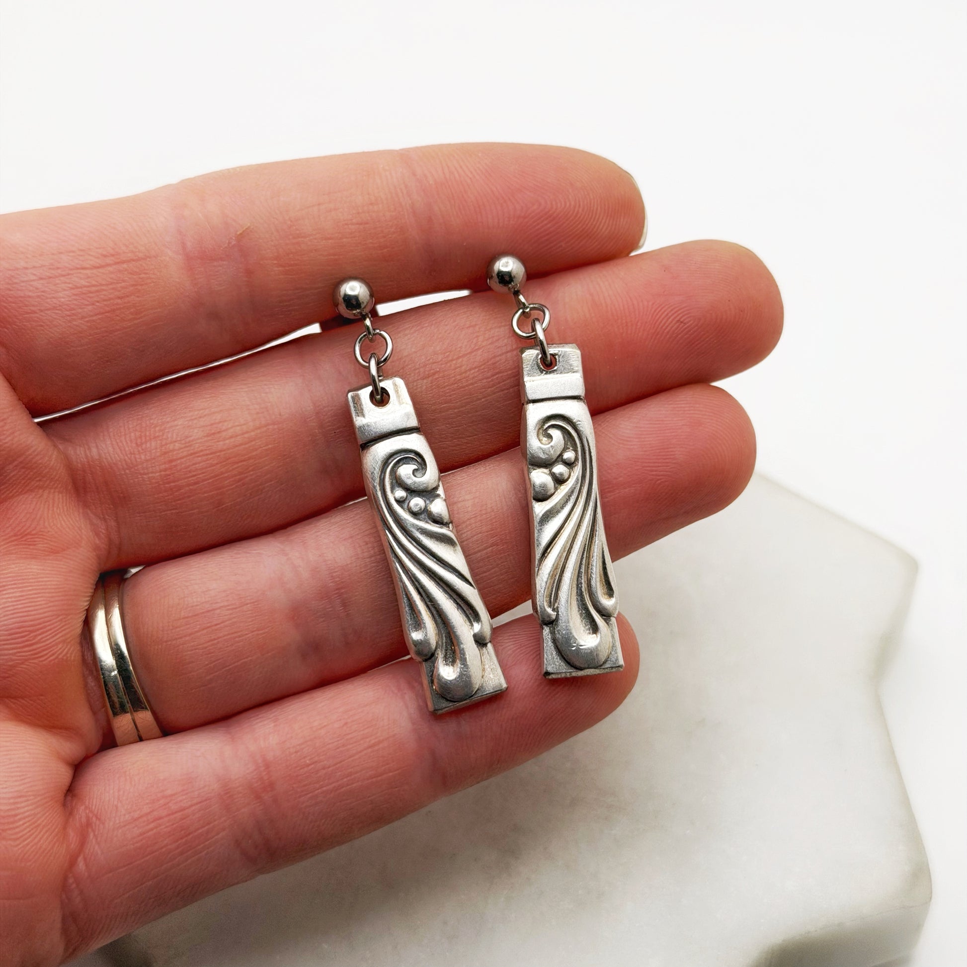 Wind Song 1955, Spoon Handle Earrings, Reclaimed Silverware Earrings, Vintage Spoon Jewelry Earrings callistafaye