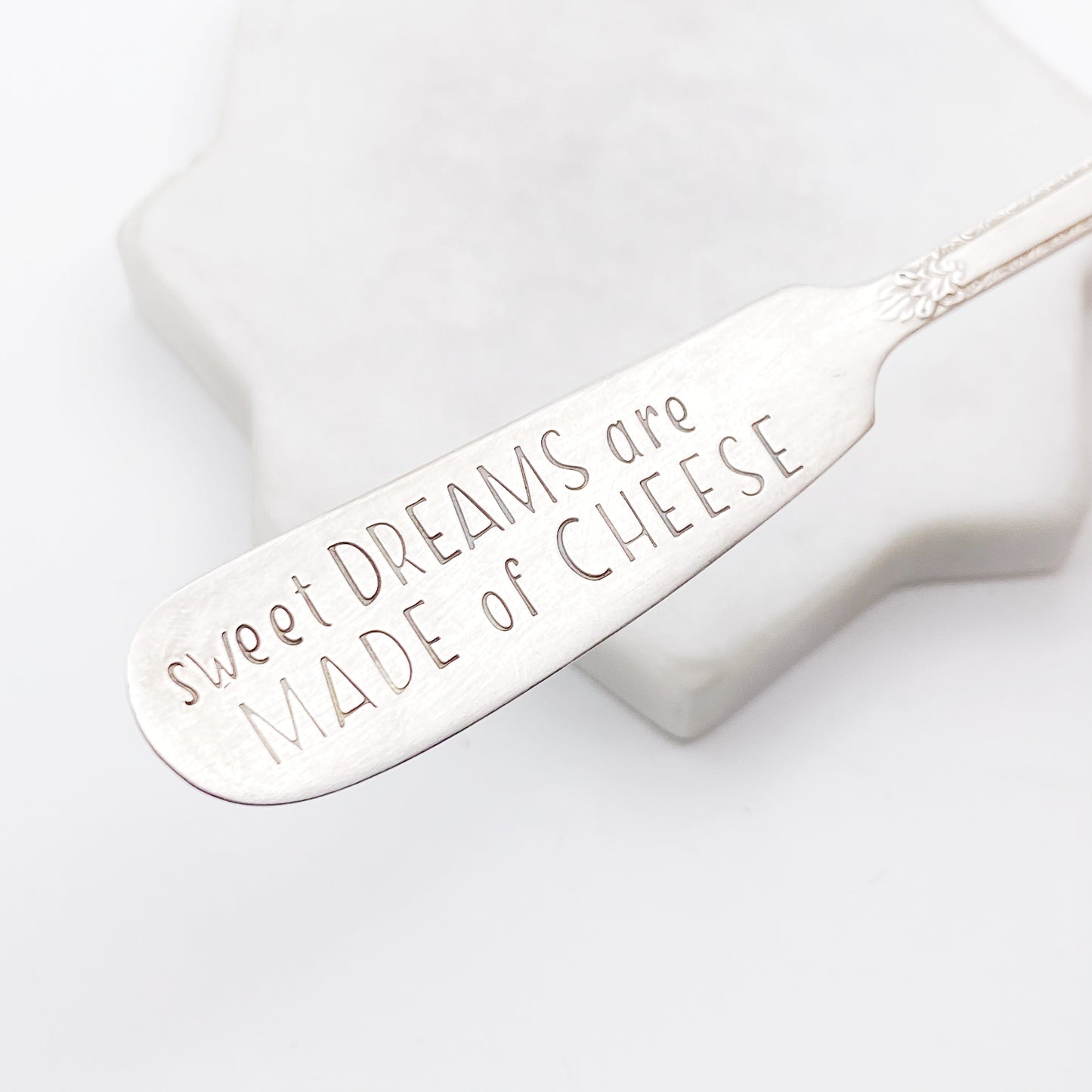 Sweet Dreams are Made of Cheese, Hand Stamped Vintage Spreader Spreaders callistafaye   