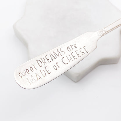 Sweet Dreams are Made of Cheese, Hand Stamped Vintage Spreader Spreaders callistafaye   