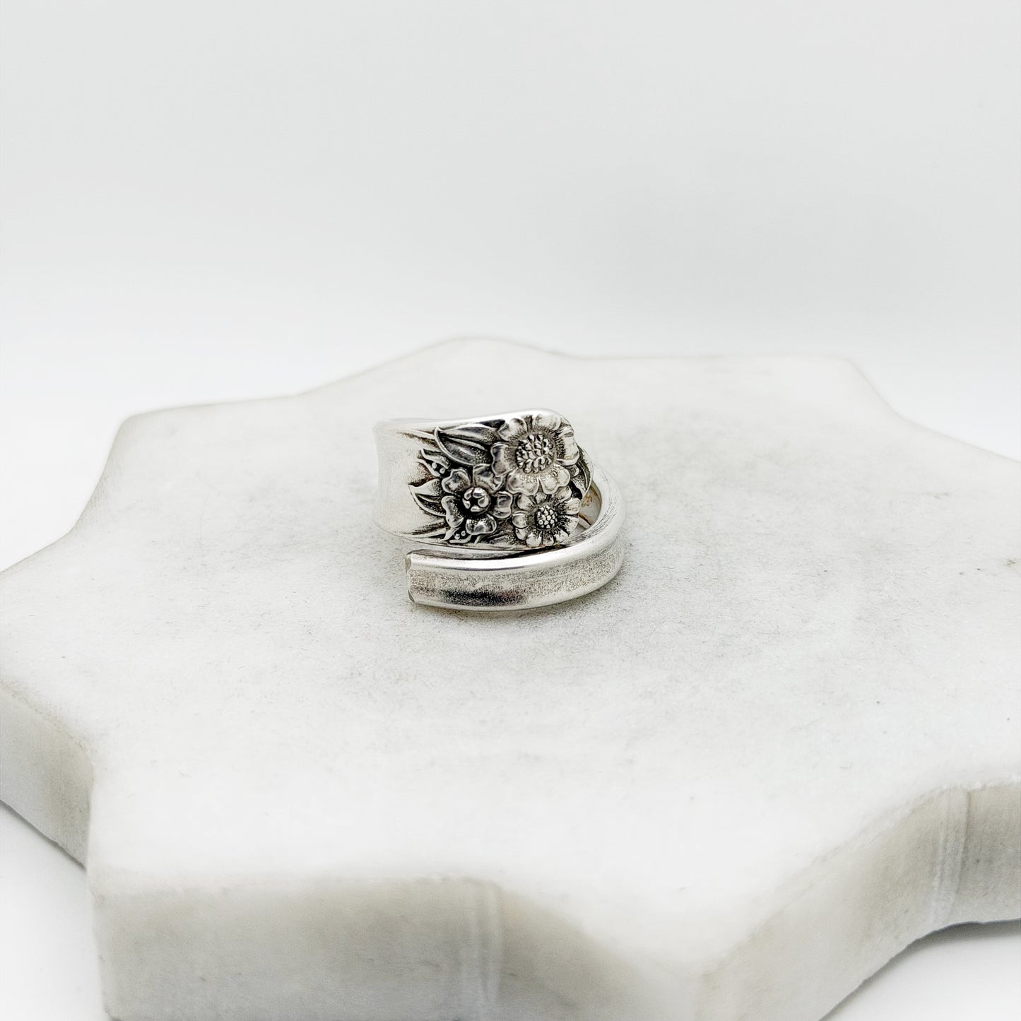 April 1950, Custom Size, RARE Spiral Ring, Vintage Sunflower Spoon Ring Rings callistafaye