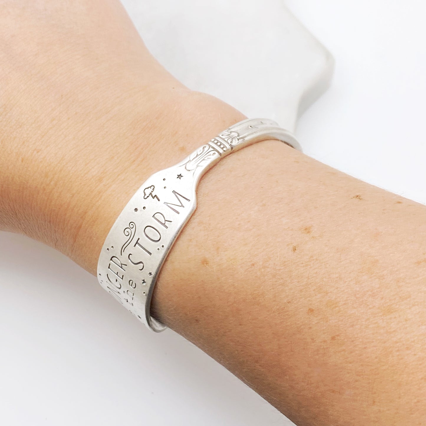 I am Stronger than the Storm, Danish Princess 1938, RARE Cuff Bracelet, Hand Stamped Vintage Spreader Bracelets callistafaye   