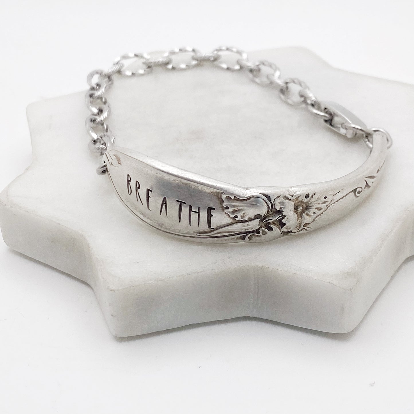 Breathe, White Orchid 1953, Half Chain Bracelet, Vintage Spoon Handle, Antique Spoon Bracelet Bracelets callistafaye