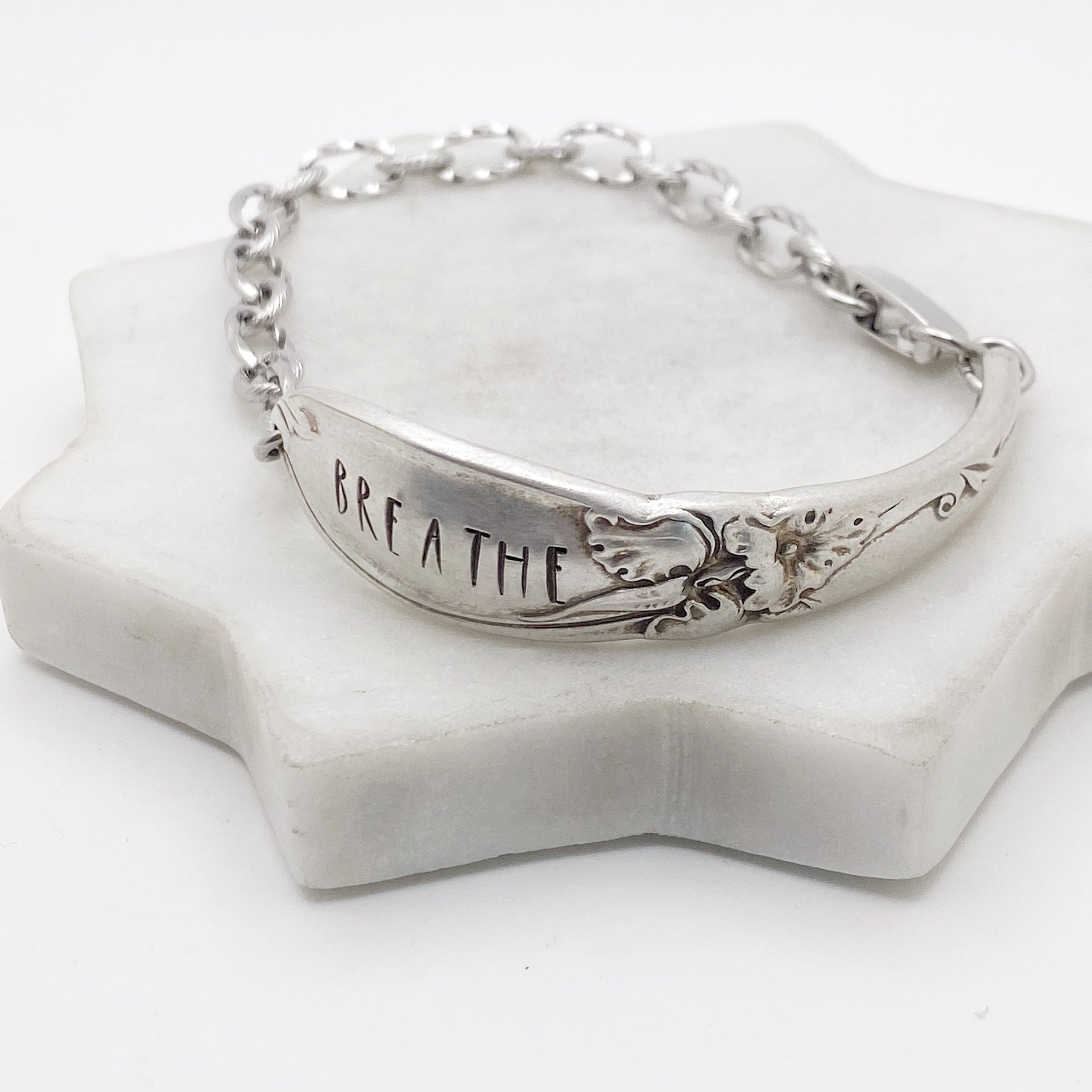 Breathe, White Orchid 1953, Half Chain Bracelet, Vintage Spoon Handle, Antique Spoon Bracelet Bracelets callistafaye