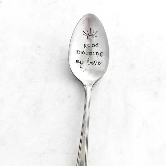 Good Morning My Love, Hand Stamped Vintage Spoon Spoons callistafaye   