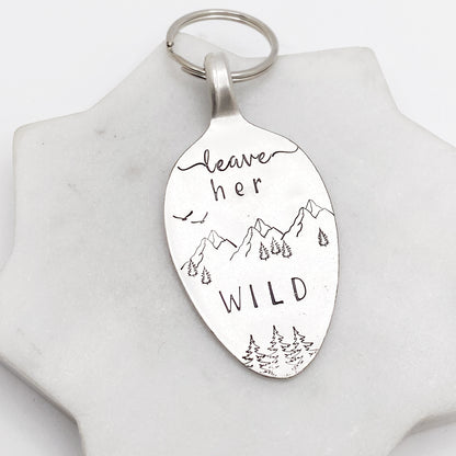 Leave Her Wild, Hand Stamped Vintage Spoon Keychain Keychains callistafaye   