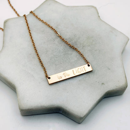 Be the Light, Hand Stamped Bar Affirmation Necklace Necklaces sst callistafaye