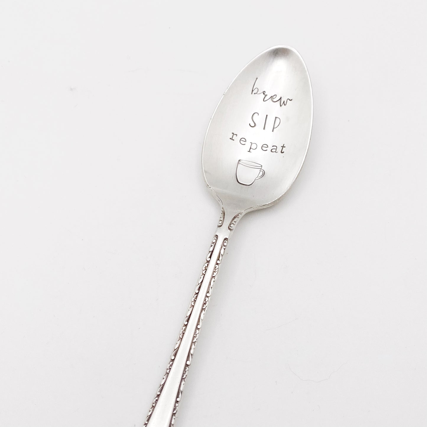 Brew Sip Repeat, Hand Stamped Vintage Spoon Spoons callistafaye
