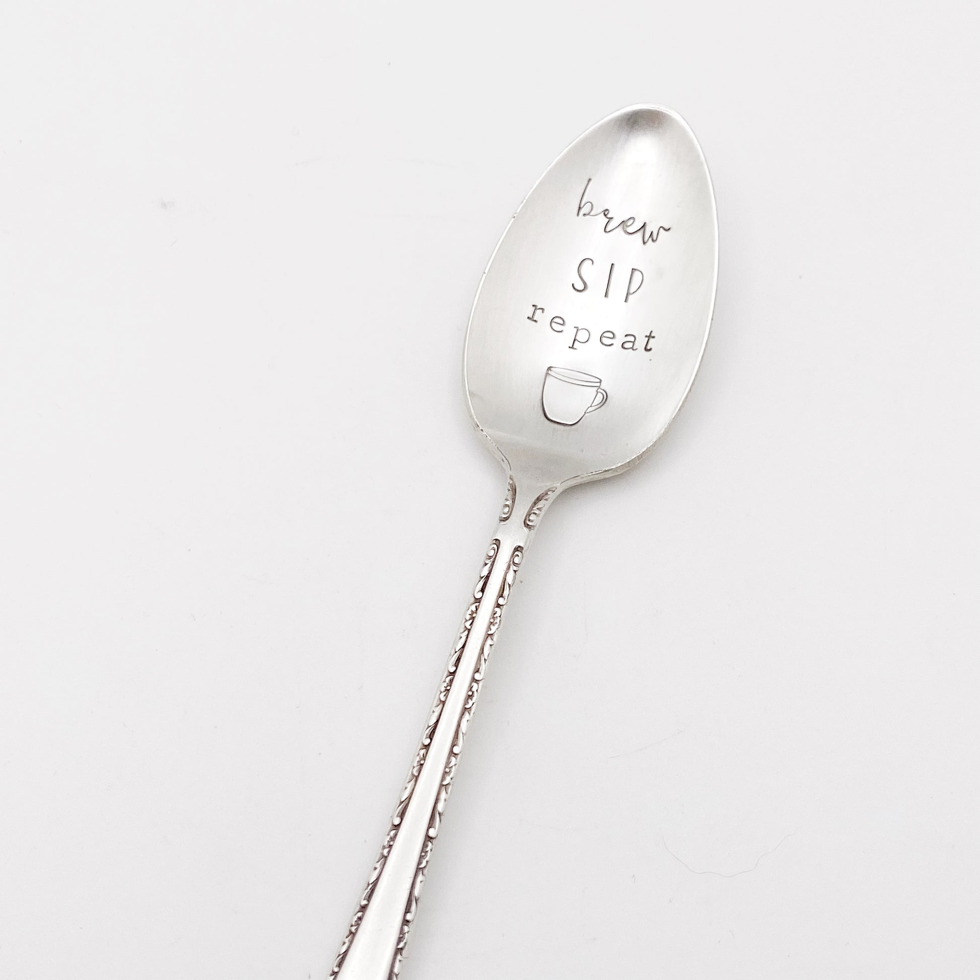 Brew Sip Repeat, Hand Stamped Vintage Spoon Spoons callistafaye