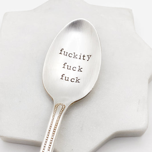 Fuckity Fuck Fuck, Hand Stamped Vintage Spoon Spoons callistafaye   