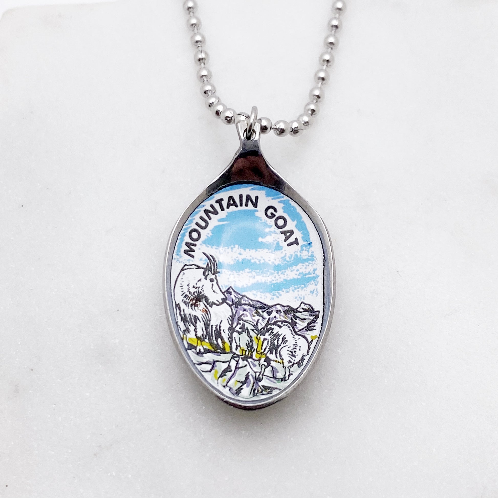 Mountain Goat Pendant, Provincial Jewelry, Reclaimed Collector's Spoon Necklace, Vintage Souvenir Spoon Jewelry Necklaces callistafaye   