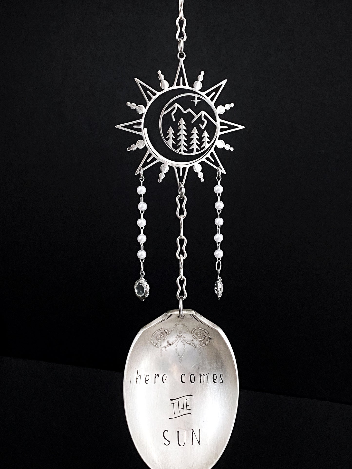 Here Comes the Sun - Sun Catcher, Medium Sun Catcher Crystal, Vintage Silverware Window Ornament Suncatcher callistafaye