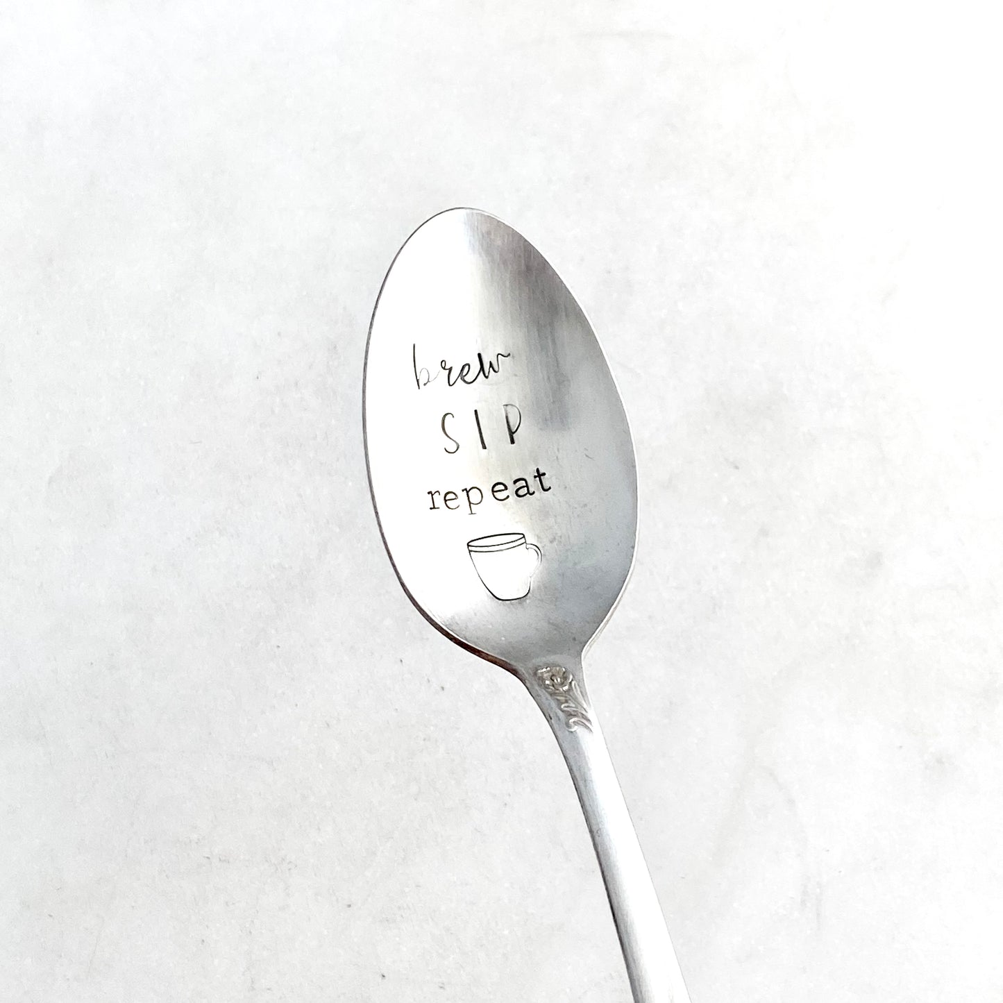 Brew Sip Repeat, Hand Stamped Vintage Spoon Spoons callistafaye   