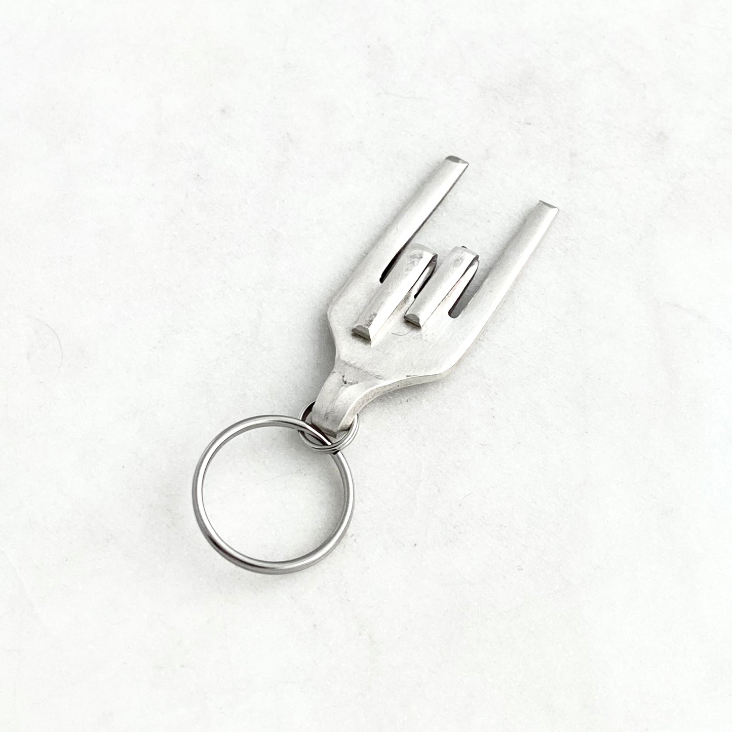 Rock On / I Love You Sign, Fork Mood Keychain, Hand Gesture Keychain, Vintage Silverware Keychain Keychains callistafaye   