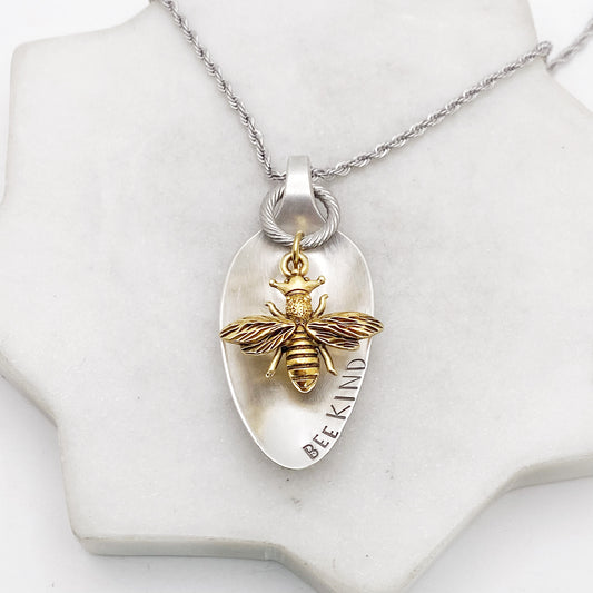 Bee Kind, Spoon Bowl Necklace, Vintage Spoon Jewelry Necklaces callistafaye
