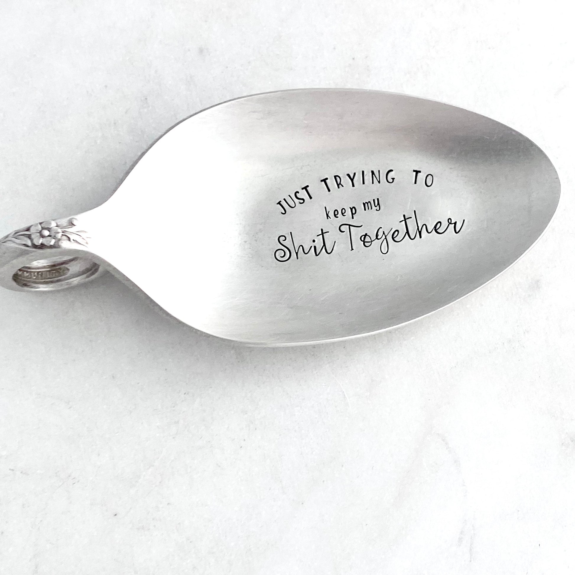 Just Trying to Keep My Shit Together, Trinket Dish, Vintage Spoon Decor Trinket Dish callistafaye   
