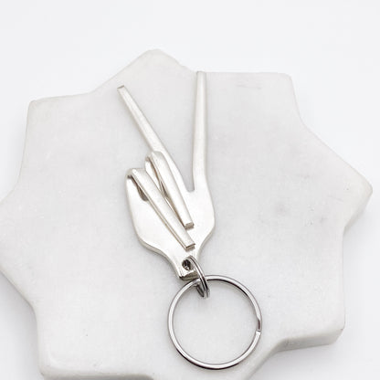 Peace, Fork Mood Keychain, Hand Gesture Keychain, Vintage Silverware Keychain Keychains callistafaye   