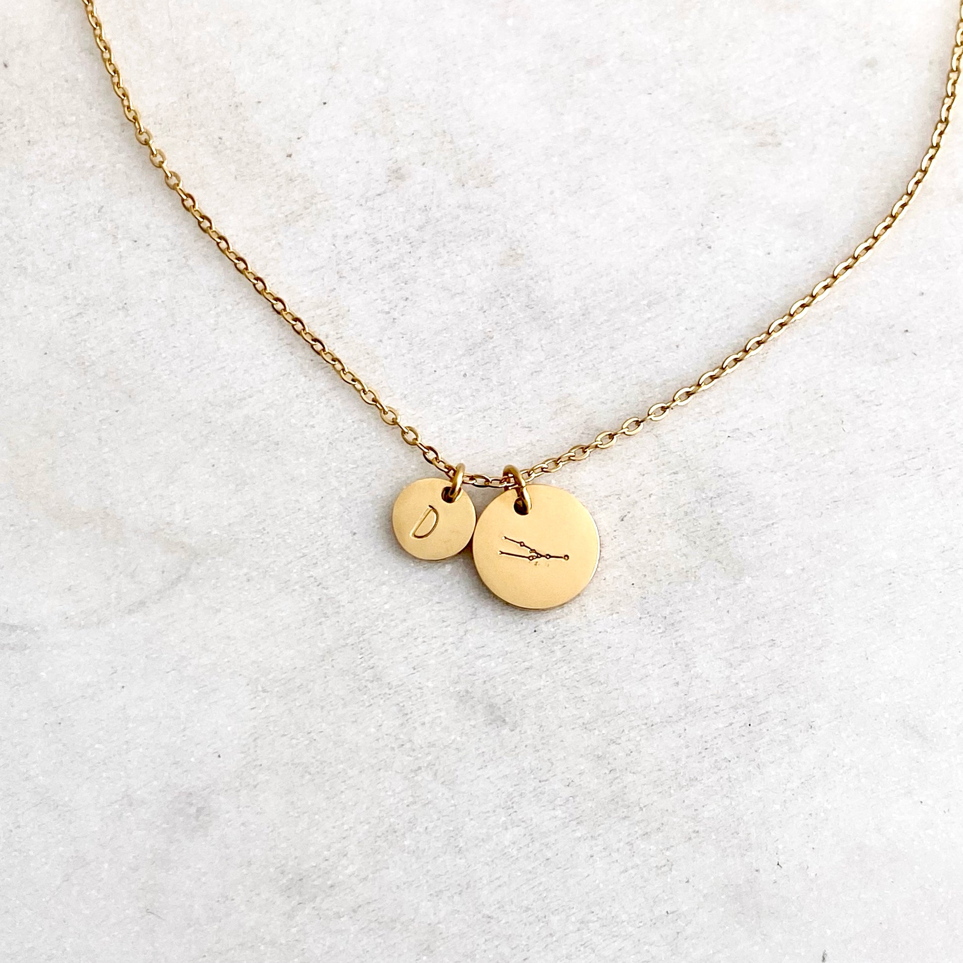 Zodiac Constellation, Personalized Duo Coin Custom Necklace Necklaces callistafaye   