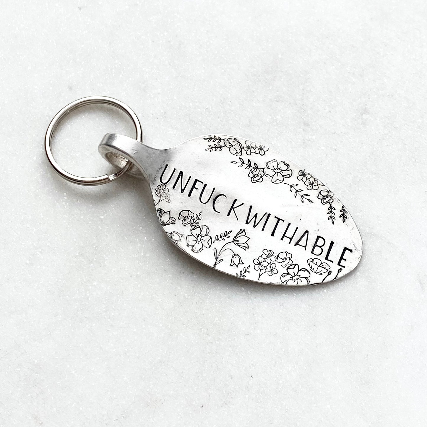 Unfuckwithable, Hand Stamped Vintage Spoon Keychain Keychains callistafaye   