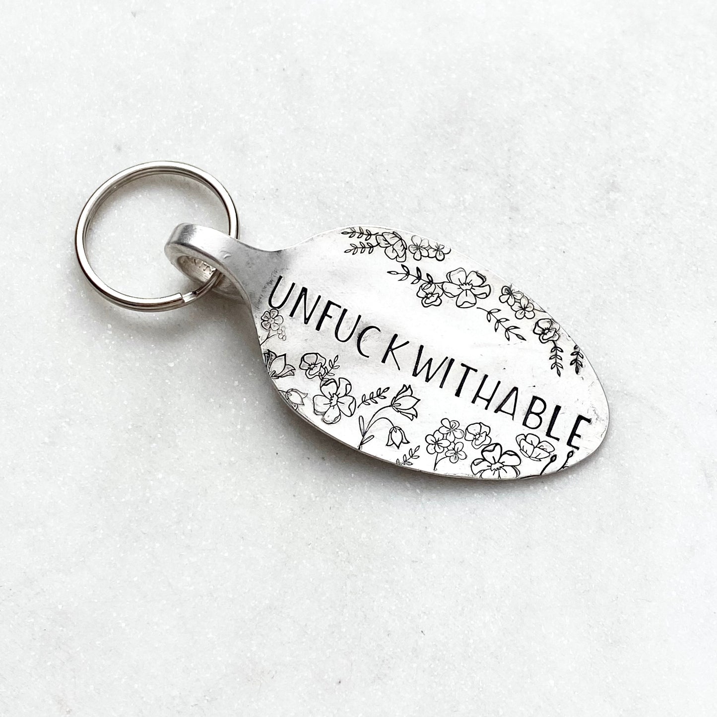 Unfuckwithable, Hand Stamped Vintage Spoon Keychain