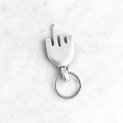 Middle Finger, Fork Mood Keychain, Hand Gesture Keychain, Vintage Silverware Keychain Keychains callistafaye   