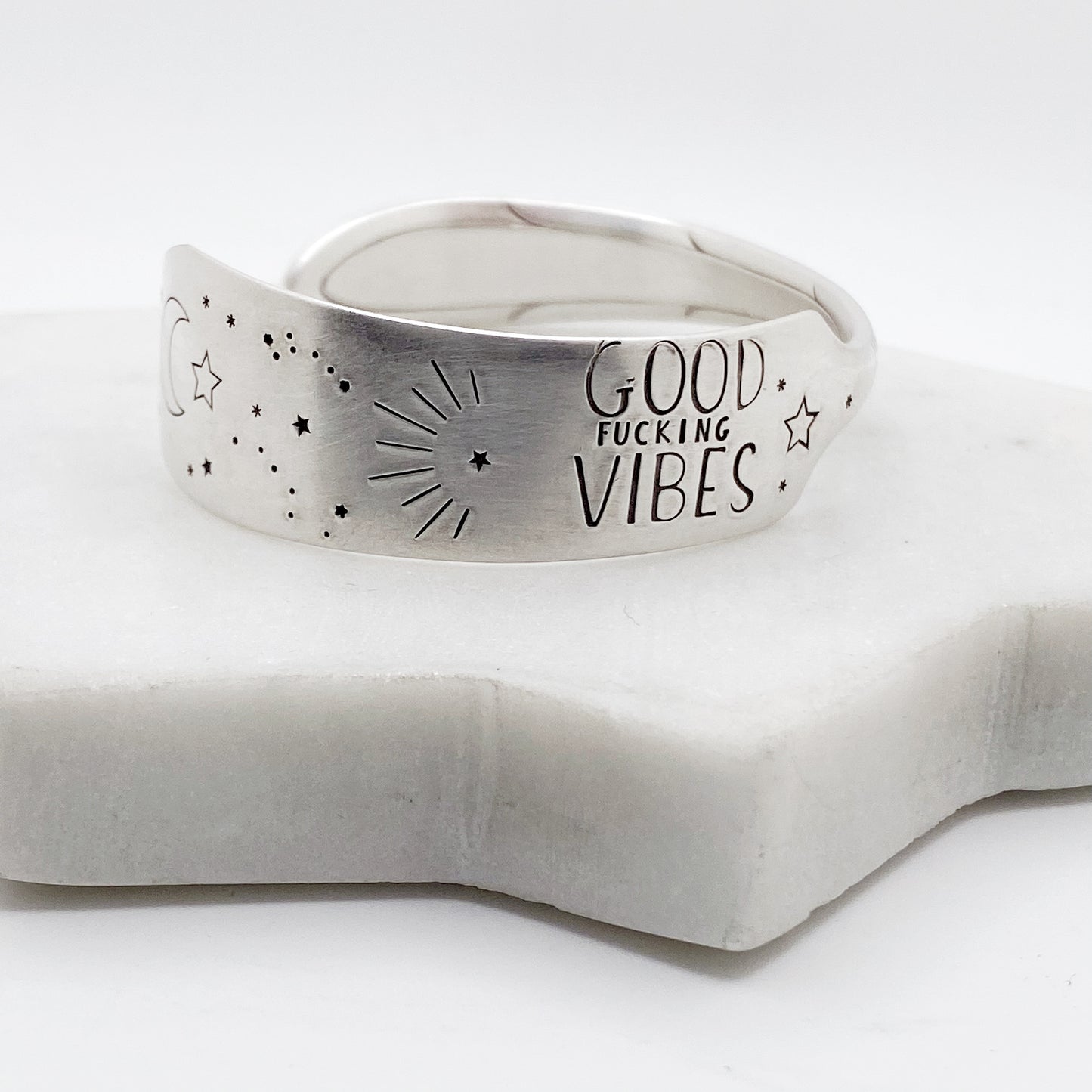 Good Fucking Vibes, Reverie 1937, Cuff Bracelet, Hand Stamped Vintage Spreader Bracelets callistafaye   