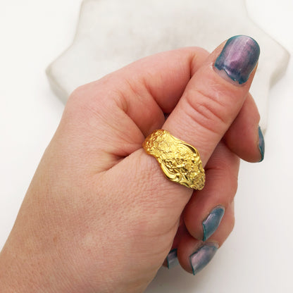 Tiny Golden Renaissance 1971, Size 10, RARE Demi Spoon Ring, Vintage Spoon Ring Rings callistafaye