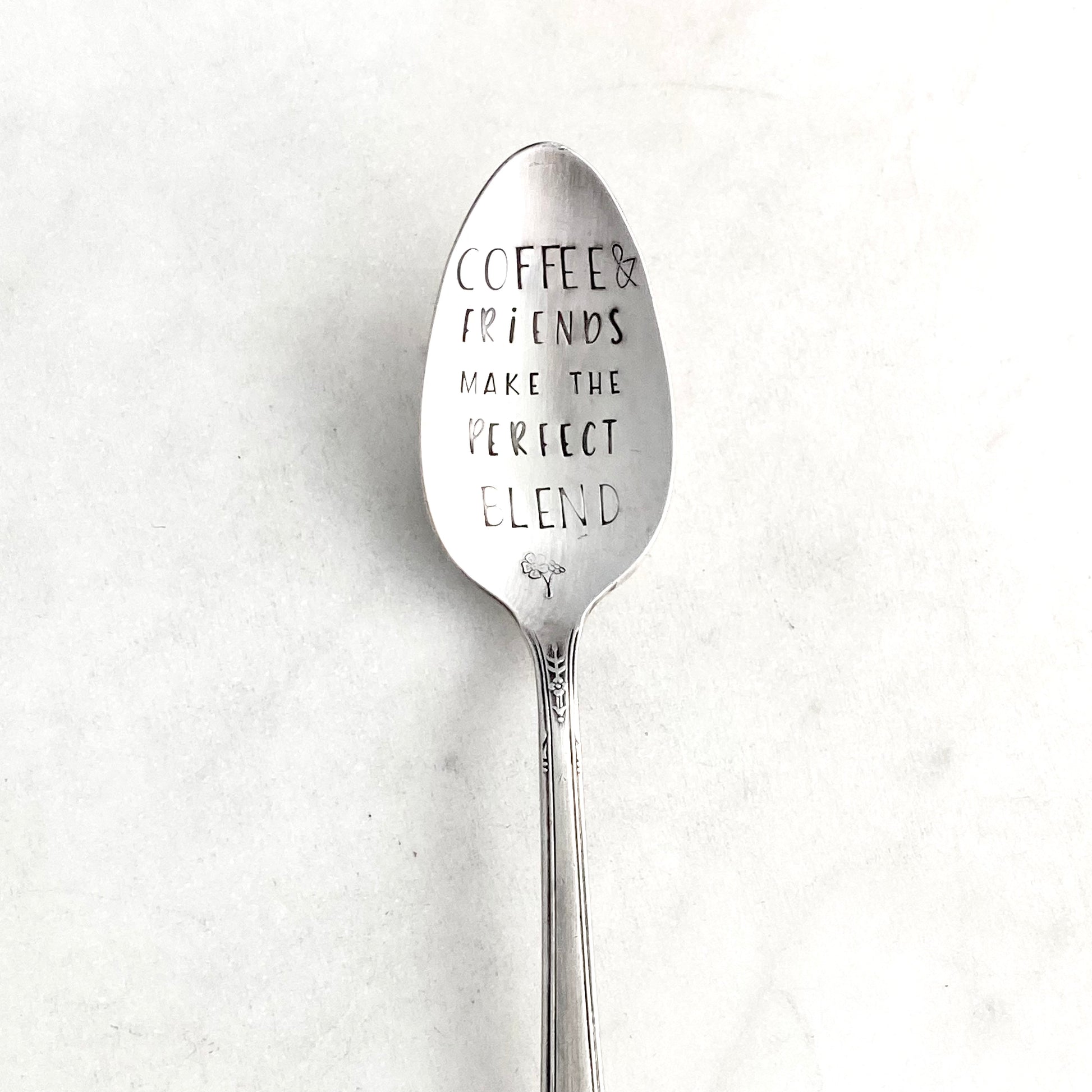 Coffee & Friends Make the Perfect Blend, Hand Stamped Vintage Spoon Spoons callistafaye   