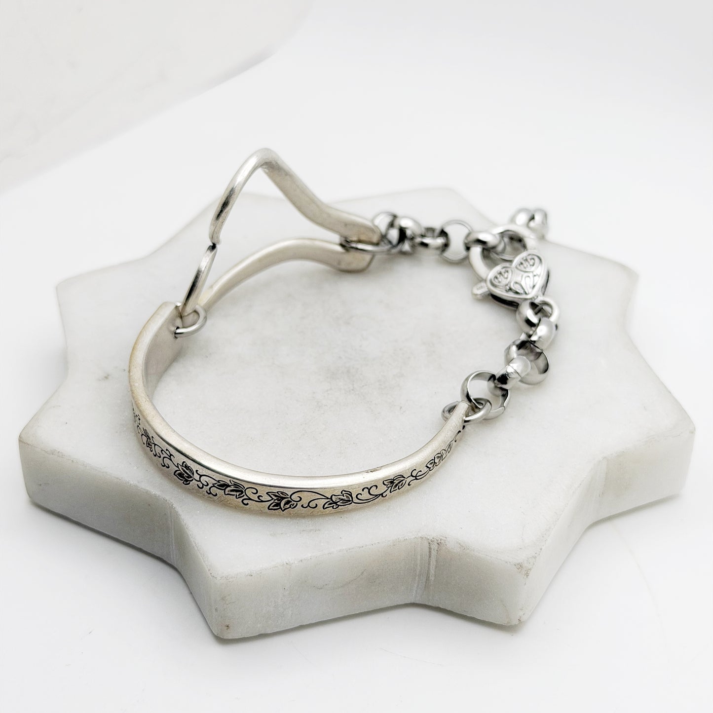 Silver Lace 1968, RARE Curly Fork Heart Bracelet, Vintage Spoon Handle, Vintage Fork Bracelet Bracelets callistafaye