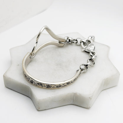 Silver Lace 1968, RARE Curly Fork Heart Bracelet, Vintage Spoon Handle, Vintage Fork Bracelet Bracelets callistafaye