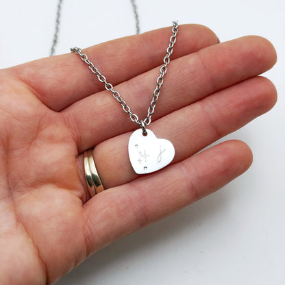 Custom Initial Petite Heart Pendant, Hand Stamped Heart Necklace, Personalized