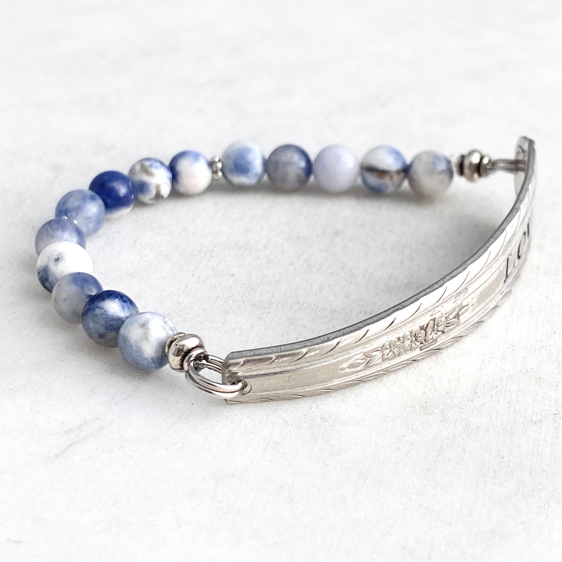 Loved, Wentworth 1938 / Sodalite, Silverware Gemstone Bracelet, Vintage Spoon Handle, Antique Spoon Bracelet Bracelets callistafaye   