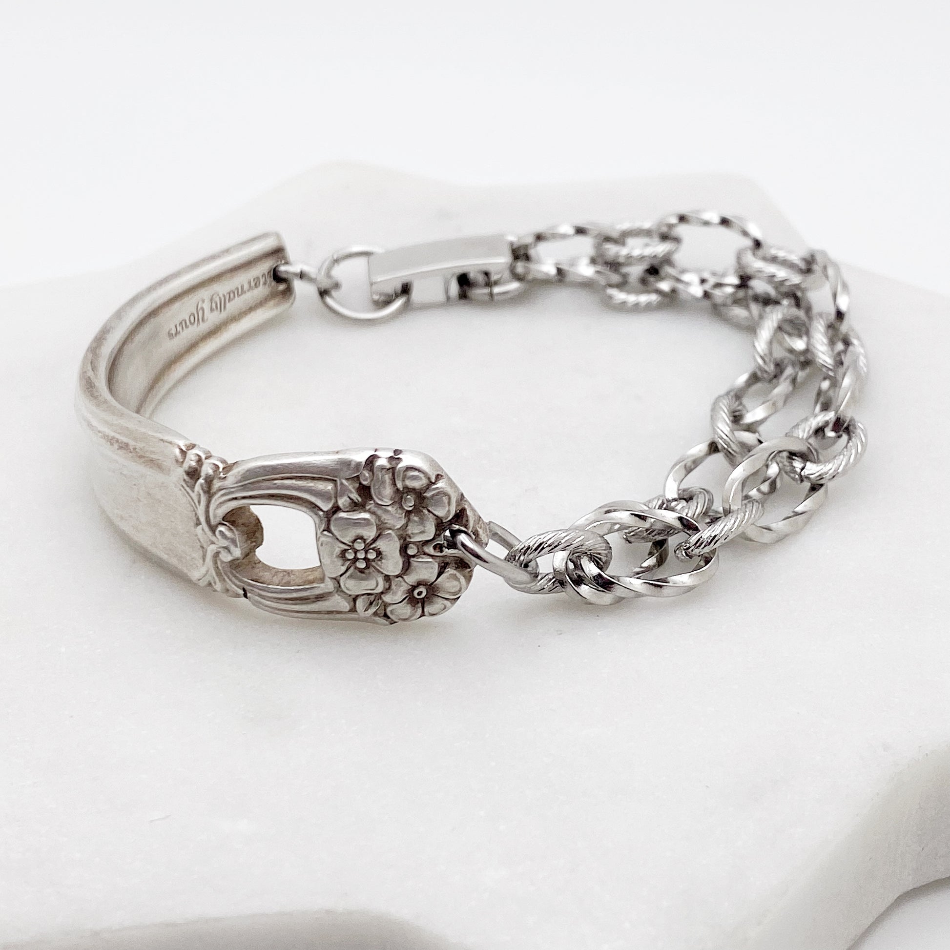 Eternally Yours 1941, Half Chain Bracelet, Vintage Spoon Handle, Antique Spoon Bracelet Bracelets callistafaye   