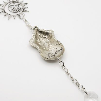 Mountains Sun Catcher, Medium Sun Catcher Crystal, Vintage Silverware Window Ornament