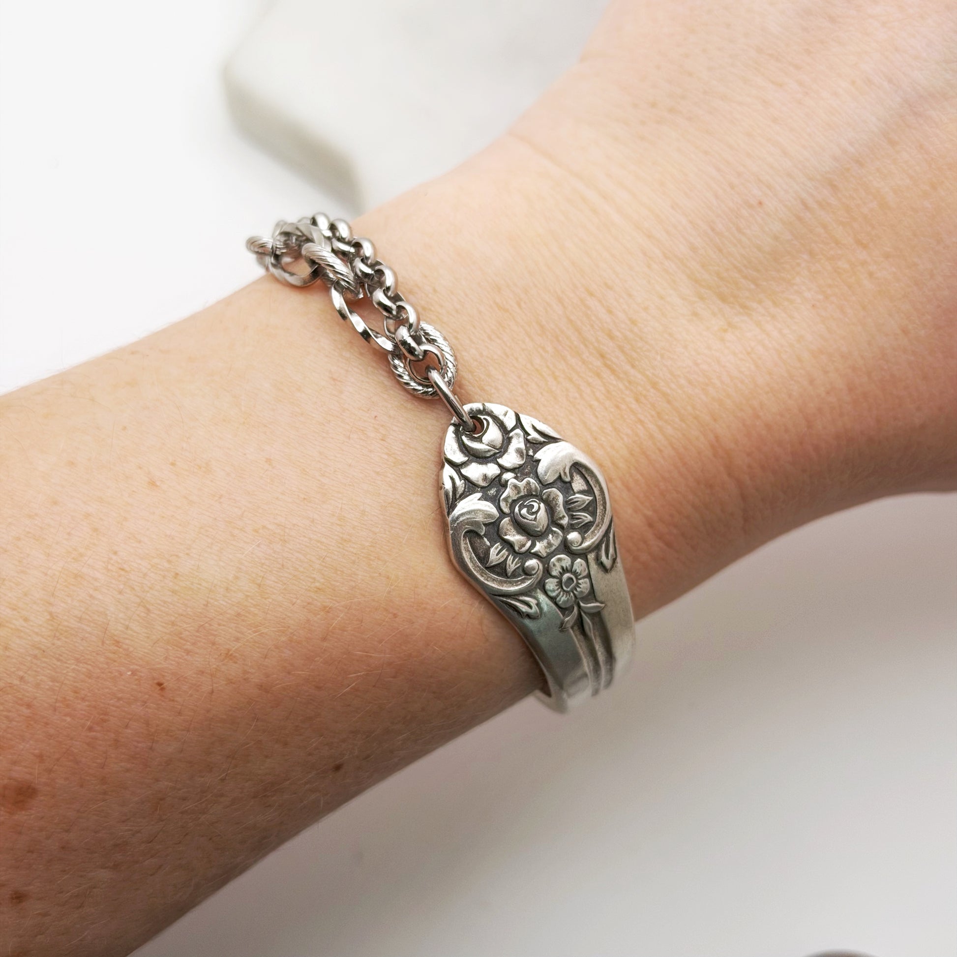 Plantation (Roses) 1948, Half Chain Bracelet, Vintage Spoon Handle, Antique Spoon Bracelet Bracelets callistafaye