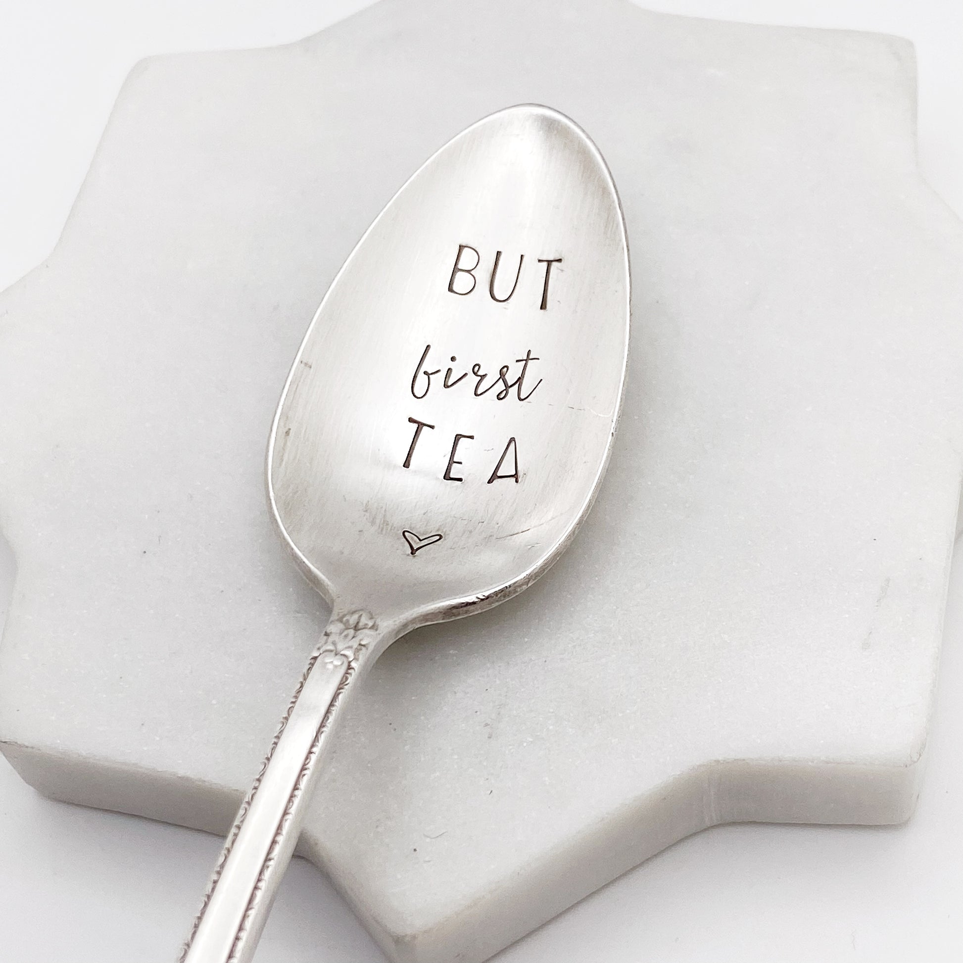 But First Tea, Hand Stamped Vintage Spoon Spoons callistafaye   