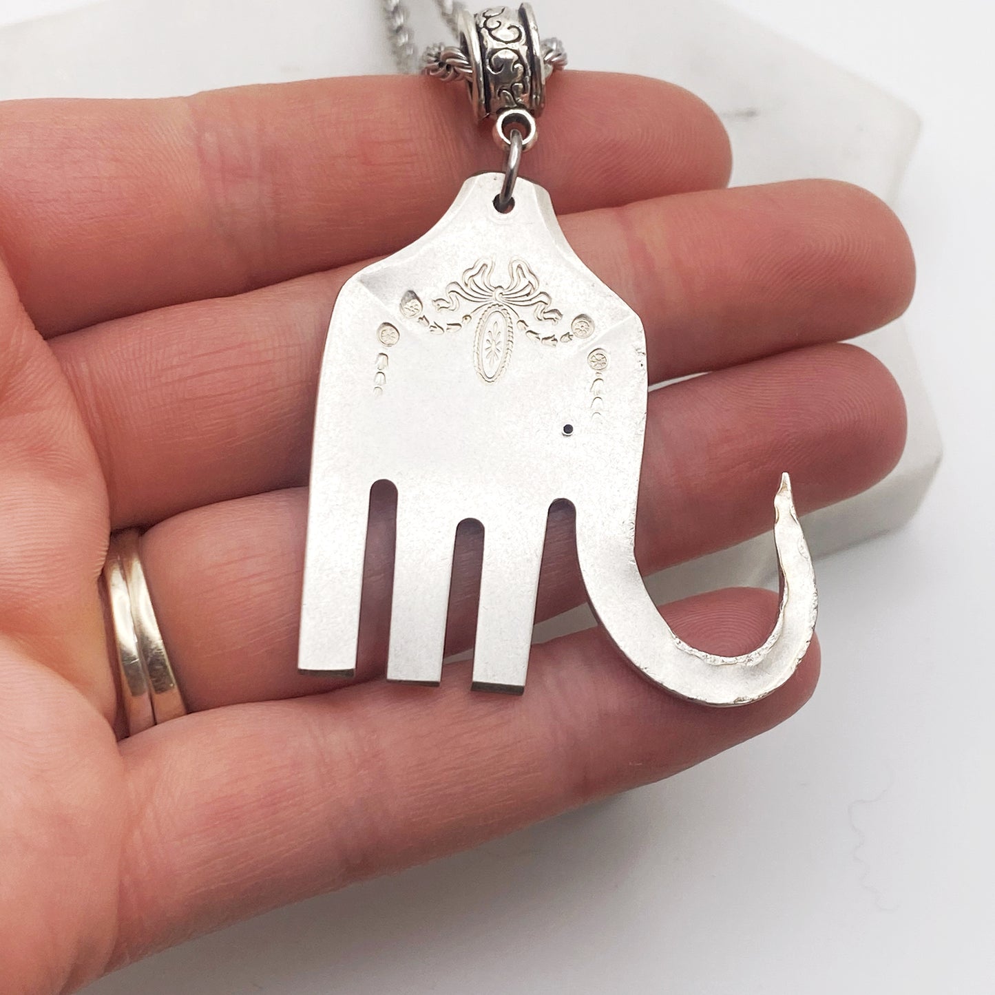 Elefork Necklace, Elephant Fork Pendant, Vintage Silverware Jewelry Necklaces callistafaye   