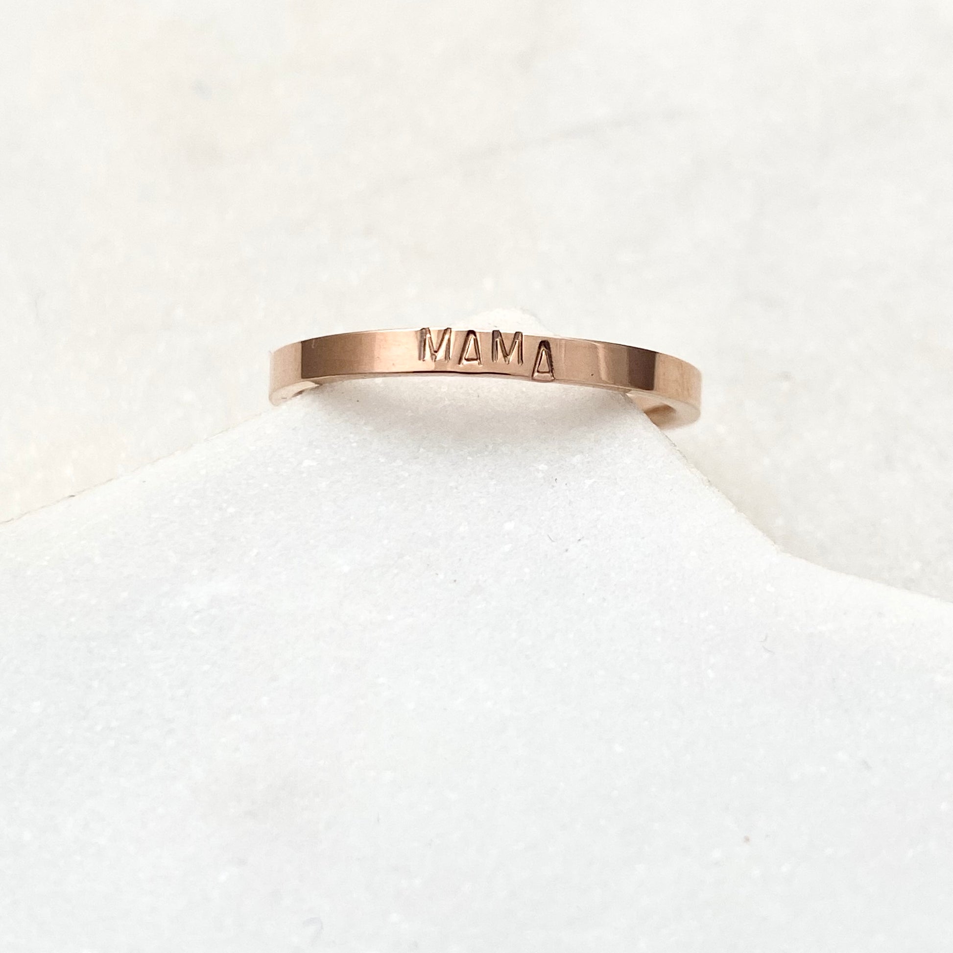 Mama, Size 7, Rose Gold Mini Stacking Ring, Stainless Steel Jewelry, Minimalist Rings, Waterproof Jewelry, Dainty Ring, Stacking Ring Set Rings callistafaye   