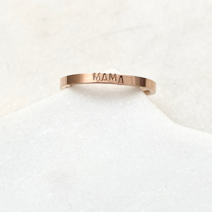 Mama, Size 7, Rose Gold Mini Stacking Ring, Stainless Steel Jewelry, Minimalist Rings, Waterproof Jewelry, Dainty Ring, Stacking Ring Set Rings sst callistafaye