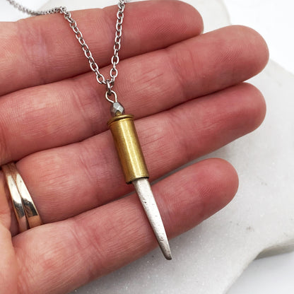 Fork Tine & 22 Casing Necklace, Bullet Shell Pendant, Vintage Silverware Necklace Necklaces callistafaye