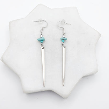 Fork Tine and Bead Drop Earrings (Turquoise), Reclaimed Silverware Earrings, Vintage Fork Jewelry Earrings callistafaye