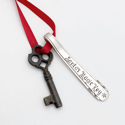 Santa's Magic Key, Hand Stamped Vintage Spoon Ornament Ornaments callistafaye   