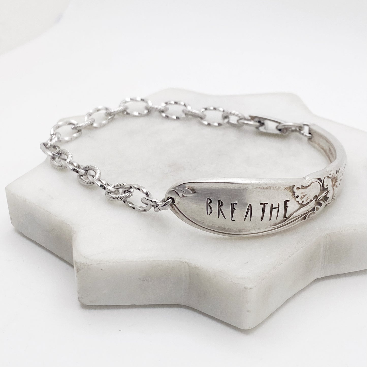 Breathe, White Orchid 1953, Half Chain Bracelet, Vintage Spoon Handle, Antique Spoon Bracelet Bracelets callistafaye