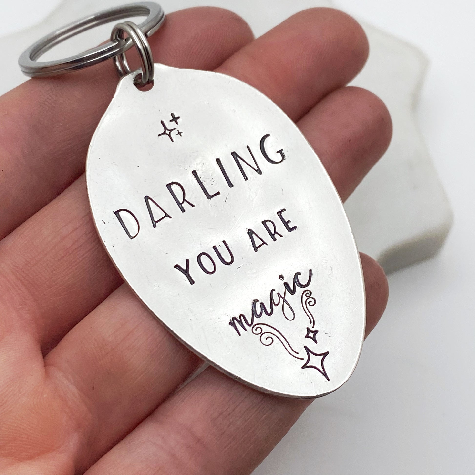 Darling You are Magic, Hand Stamped Vintage Spoon Keychain Keychains callistafaye   