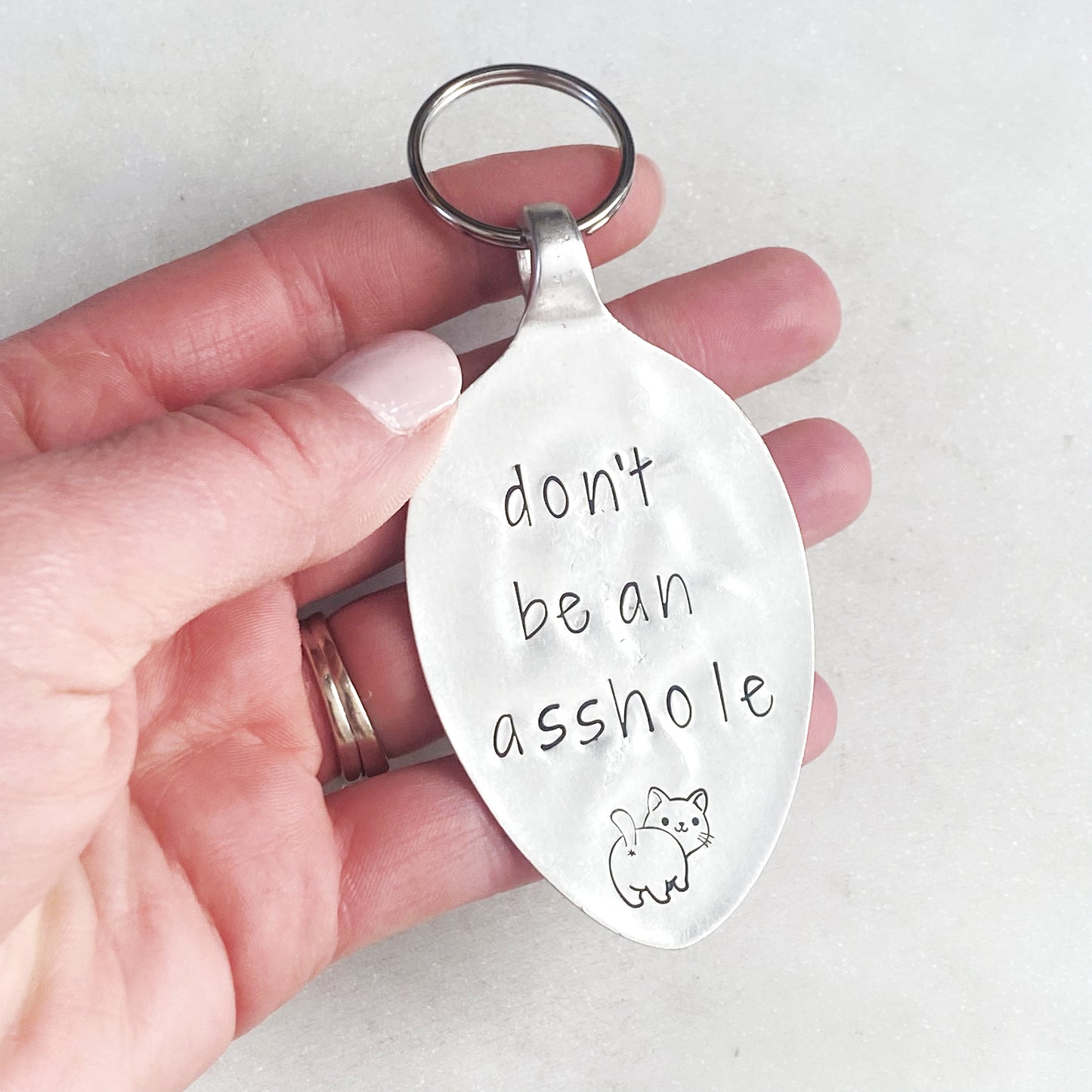 Don't Be an A**hole, Hand Stamped Vintage Spoon Keychain Keychains callistafaye   