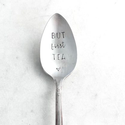 But First Tea, Hand Stamped Vintage Spoon Spoons callistafaye   