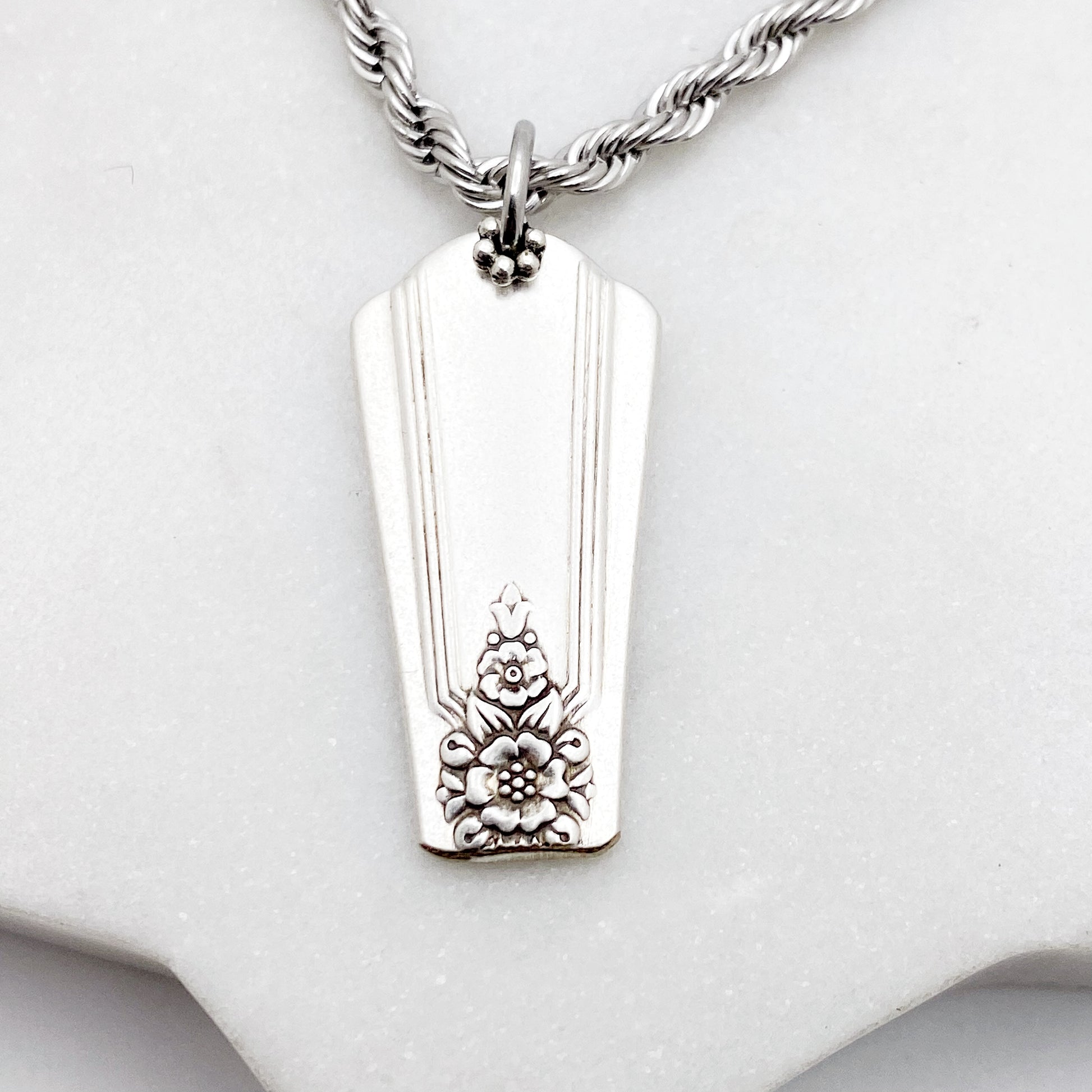 Coffin Necklace, Memento Mori Jewelry, Coffin Shaped Pendant, Vintage Silverware Jewelry Necklaces callistafaye b - Desire 1940  