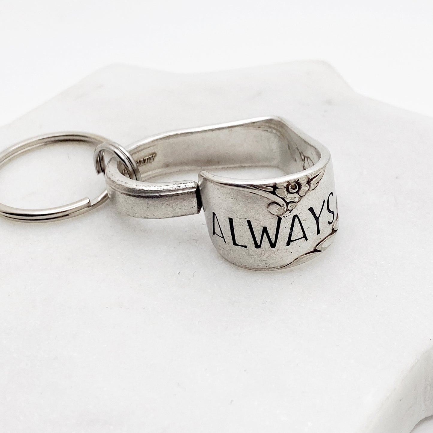 Always, Bridal Wreath 1950, Floating Heart Keychain, Vintage Spoon Keychain Hearts callistafaye   